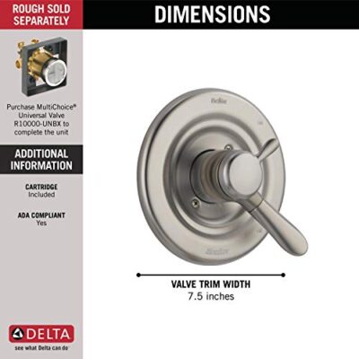 Delta Faucet Lahara 17 Series Dual-Function Shower Handle Valve Trim Kit, Stainless T17038-SS (Valve Not Included) - Image 4