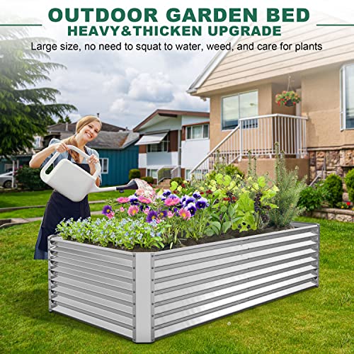 8x4x2ft Galvanized Metal Raised Garden Bed for Vegetables, Outdoor ...