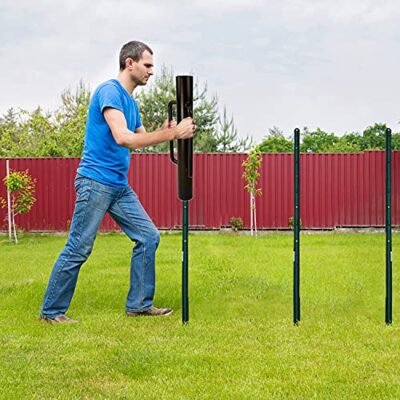 MIXXIDEA Fence Post Driver T Post Head Fence with Handle Steel Post Hole Digger Hand Post Rammer 16.8 Inch Brown - Image 6