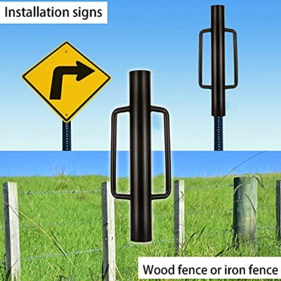 MIXXIDEA Fence Post Driver T Post Head Fence with Handle Steel Post Hole Digger Hand Post Rammer 16.8 Inch Brown - Image 7