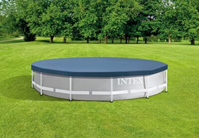 INTEX 28031E Pool Cover: For 12ft Round Metal Frame Pools – Includes Rope Tie – Drain Holes – 10in Overhang – Snug Fit - Image 3