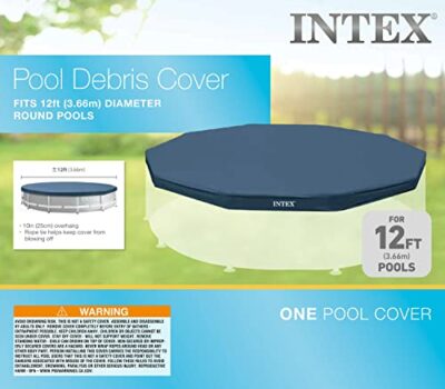 INTEX 28031E Pool Cover: For 12ft Round Metal Frame Pools – Includes Rope Tie – Drain Holes – 10in Overhang – Snug Fit - Image 4