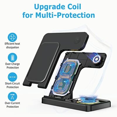 ImmSss Wireless Charger 3 in 1, 15W Fast Charging Station Compatible with Apple iWatch 9/8/Ultra/7/6/SE/5/4/3/2/1,AirPods 3/2/1/Pro,iPhone 15 14/13 Pro/Pro Max/12/11/X/Xr/Xs/8 Plus (Black) - Image 3