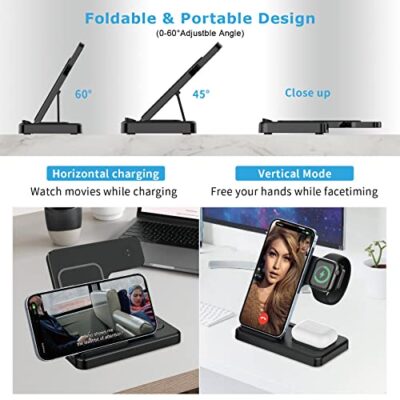 ImmSss Wireless Charger 3 in 1, 15W Fast Charging Station Compatible with Apple iWatch 9/8/Ultra/7/6/SE/5/4/3/2/1,AirPods 3/2/1/Pro,iPhone 15 14/13 Pro/Pro Max/12/11/X/Xr/Xs/8 Plus (Black) - Image 4