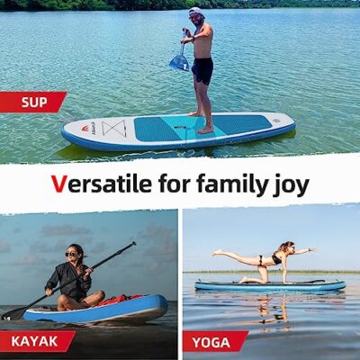 Abahub Inflatable SUP, Wide 10'6" x 31" x 6" iSUP, Standup Paddleboard with Adjustable Carbon Fiber Paddle, Kayak Seat, for Yoga, Paddle Board, Kayaking, Surf, Canoe, Fishing(Blue 31“) - Image 5