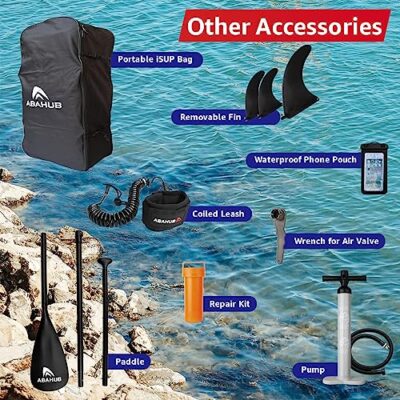 Abahub Inflatable SUP, Wide 10'6" x 31" x 6" iSUP, Standup Paddleboard with Adjustable Carbon Fiber Paddle, Kayak Seat, for Yoga, Paddle Board, Kayaking, Surf, Canoe, Fishing(Blue 31“) - Image 6