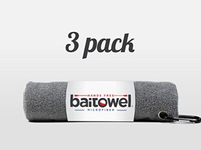 Bait Towel 3 Pack Gray Fishing Towels with Clip, Plush Microfiber nap Fabric, 16x16, The Original Bait Towel Value 3 Pack (Overcast Gray) - Image 3