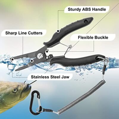 Fishing Pliers, Stainless Steel Fishing Tools, Multifunctional Fishing Accessories, Split Ring Pliers, Fishing Line Cutter, Fishing Pliers Saltwater With Sheath and Lanyard, Fishing Gifts for Men - Image 4