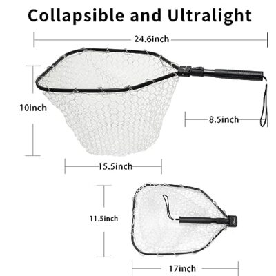 GOODCAT Fly Fishing Landing Net Soft Rubber Mesh Trout Net Catch and Release Net (Soft Rubber) - Image 4