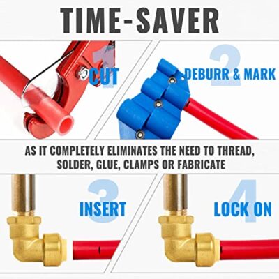SUNGATOR 1/2 Inch x 1/2 Inch FNPT Elbow, 90 Degree Female Elbow, No Lead Brass Push to Connect Plumbing Fittings to Connect PEX, Copper, CPVC, With A Disconnect Clip, Pack of 6 - Image 7