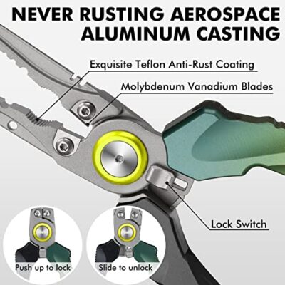 TRUSCEND Fishing Pliers Set with Fishing Wacky Rig Tool, Saltwater Resistant Teflon Coated Multi-Function Fishing Gear, Unique Hook Remover Split Ring Plier Fly Fishing Tools, Fishing Gifts for Men - Image 5