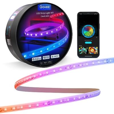 Govee RGBIC LED Strip Lights M1 with Matter, 6.56ft WiFi LED Lights for Cabinet, TV, Bed and Gaming Desk, Smart LED Lights Work with Apple Home, Alexa, Google Assistant and SmartThings, Christmas - Image 2