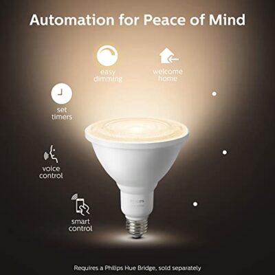 Philips Hue Smart PAR38 LED Bulb - Soft Warm White Light - 1 Pack - 1300LM - E26 - Outdoor - Weatherproof - Control with Hue App - Works with Alexa, Google Assistant and Apple Homekit - Image 4