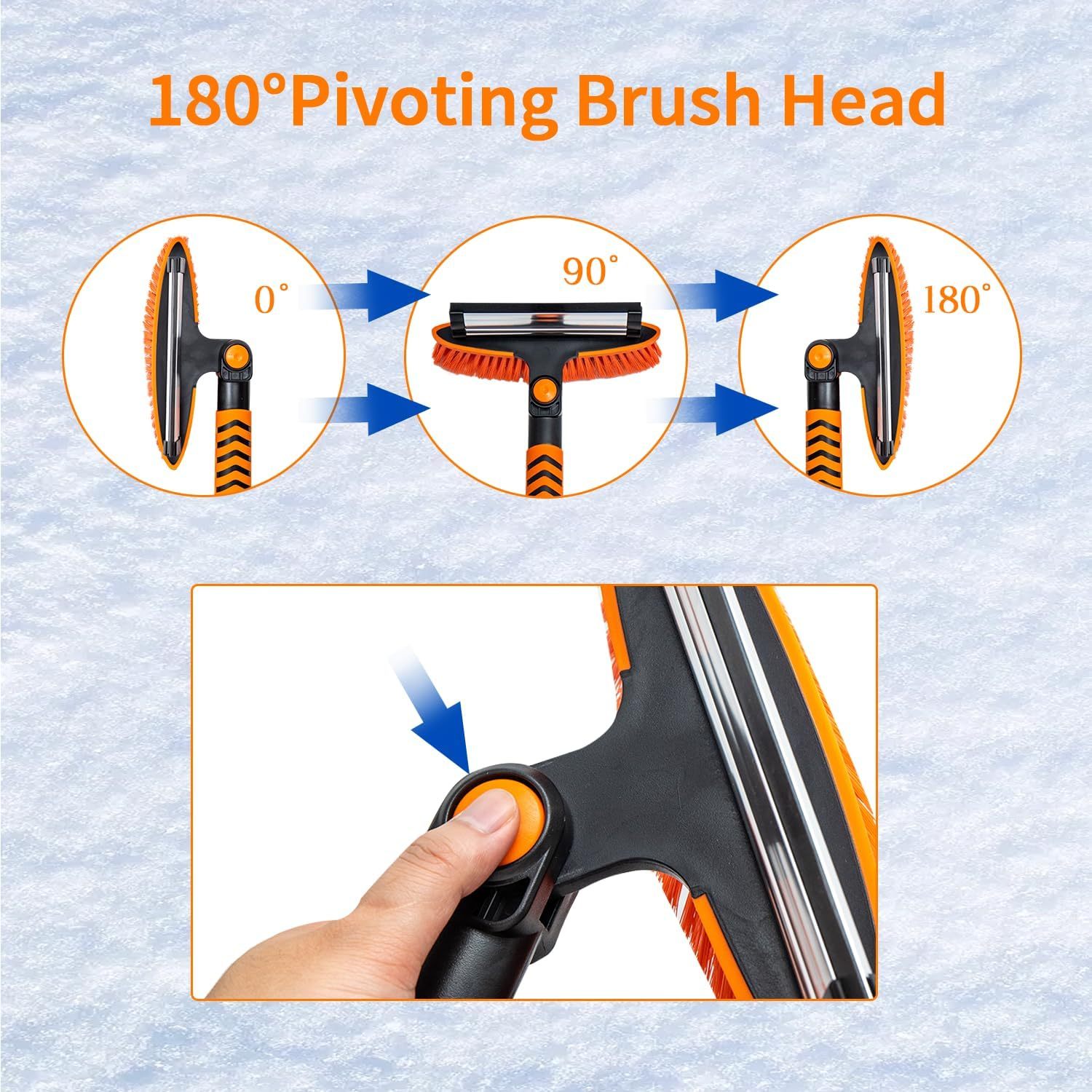 Vivicreate Extendable Snow Brush for Car Emergency, Ice Scrapers for Car Windshield Combo Kit with 270° Pivoting Head, 5-in-1 Snow Removal Tool with Snow Shovel Snow Scraper for Car, Truck, SUV, Winter Car Kit,Car Emergency