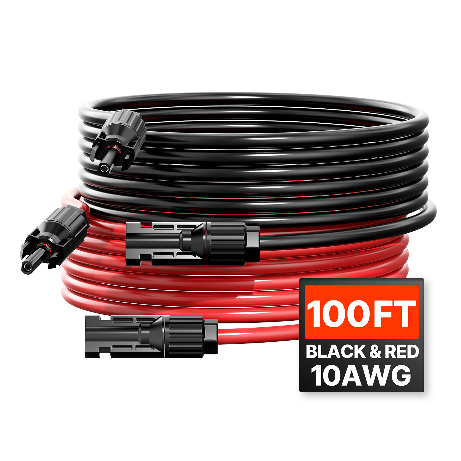 100FT Solar Panel Extension Wire Female & Male Connectors Yard Firm 10AWG Set of 2