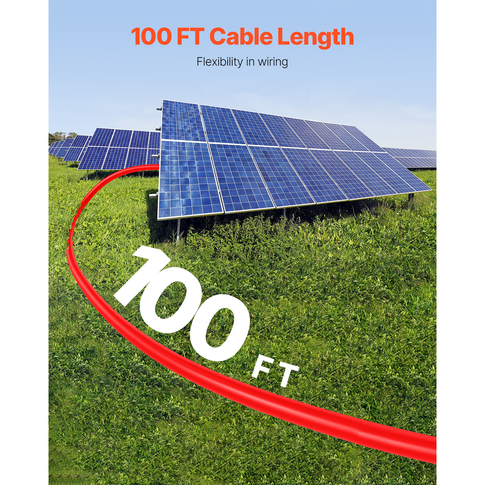 VEVOR 100FT Solar Panel Extension Wire Female & Male Connectors 10AWG Set of 2
