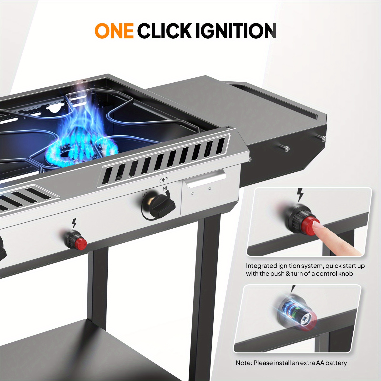 Outdoor dual-burner barbecue grill, outdoor grill, 150, 000 BTU powerful automatic ignition regulator, side-stand vertical stove, backyard terrace barbecue, home cooking, brewing, fried Turkey