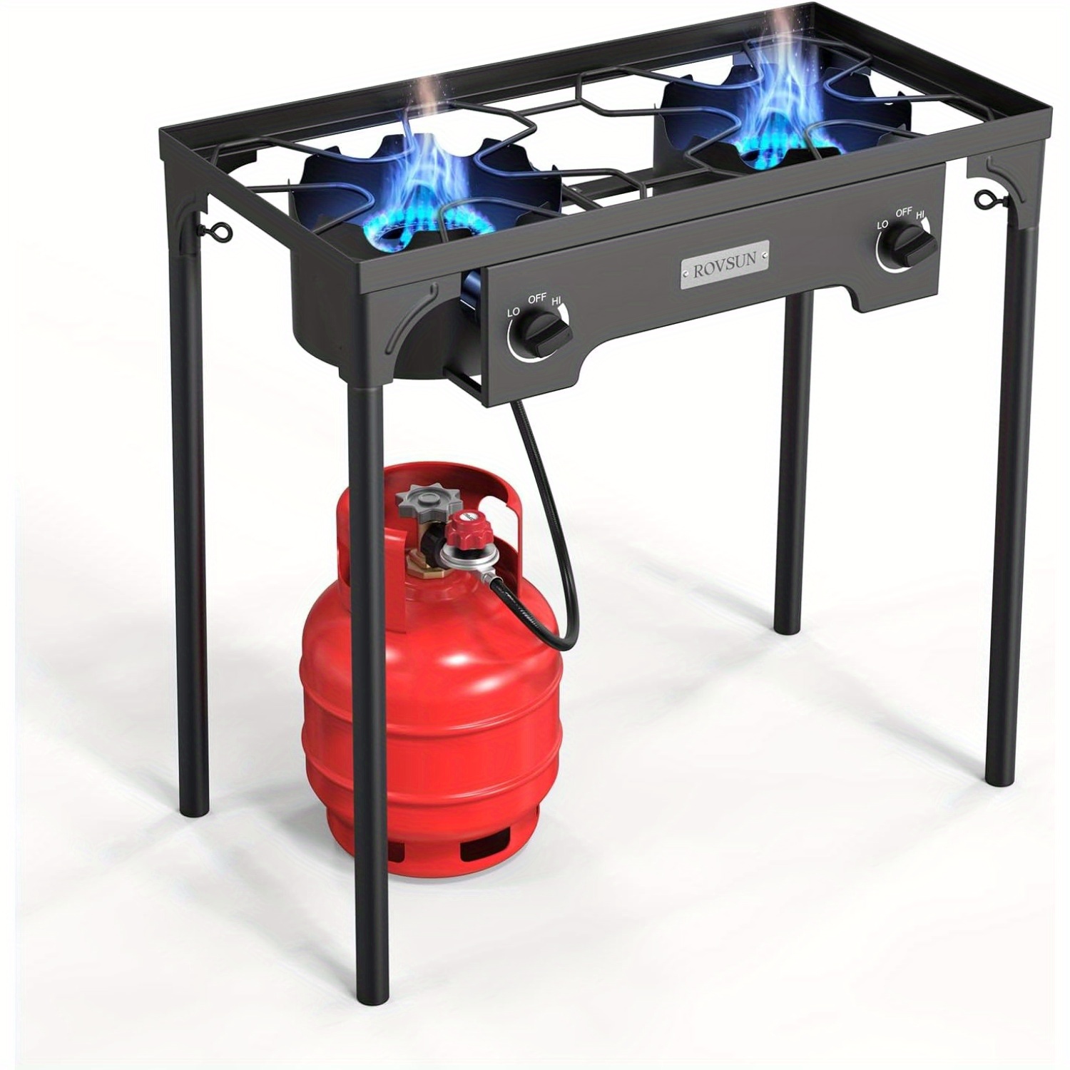 2 Burner Outdoor Propane Gas Stove 150, 000 BTU Yard Firm High Pressure Stand Cooker for Backyard Cooking Camping Home Brewing Canning Turkey Frying, 20 PSI Regulator