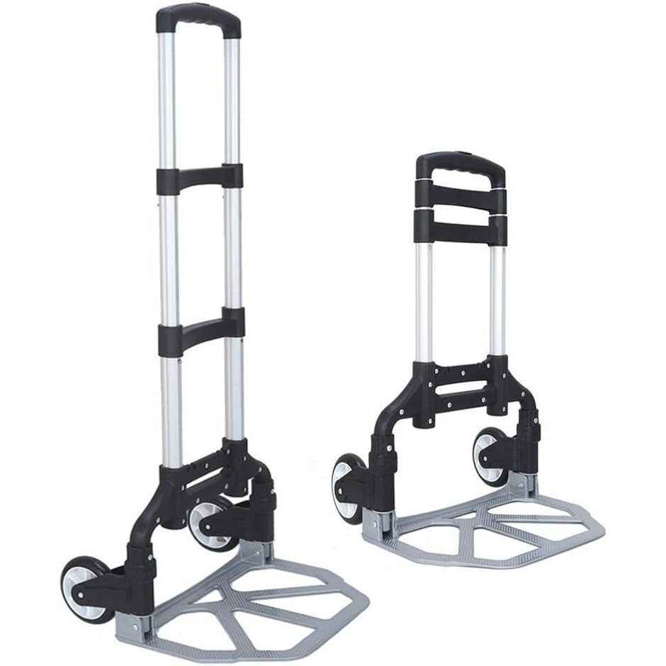 Folding Hand Truck Aluminum Yard Firm Portable Folding Hand Cart 165lbs Capacity Hand Cart and Dolly for Home, Auto, Office, Travel Use