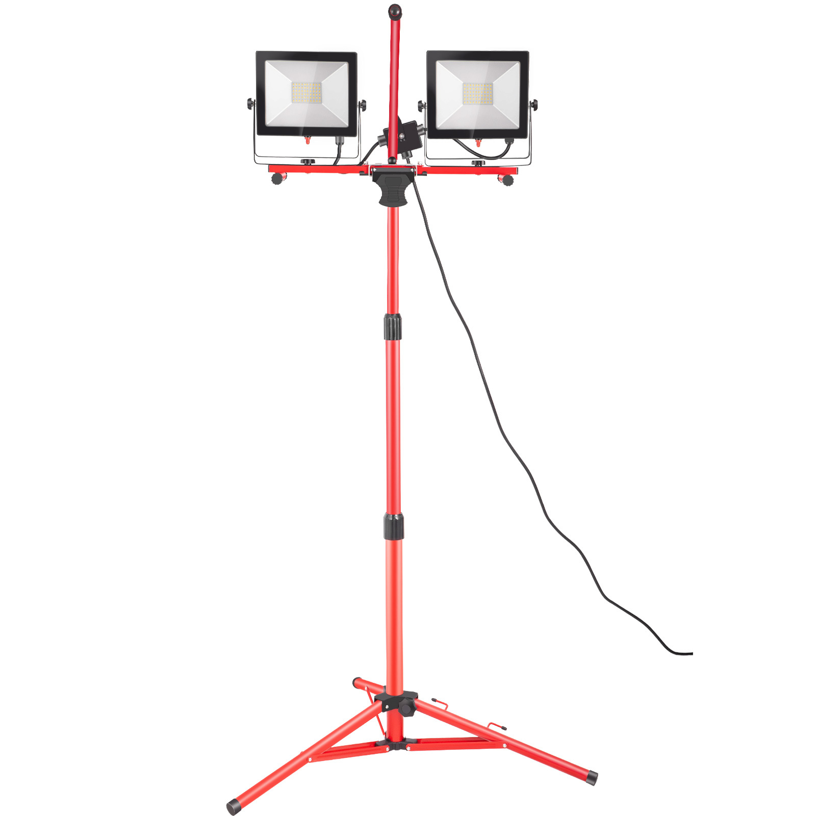VEVOR LED Work Light with Stand, 5000 Lumen / 10000 Lumen Dual-head LED Work Light with 27.6"-68.1" Adjustable and Foldable Tripod Stand, IP65 Waterproofed LED Tripod Work Light, with 5000 Kelvin Color Temperature