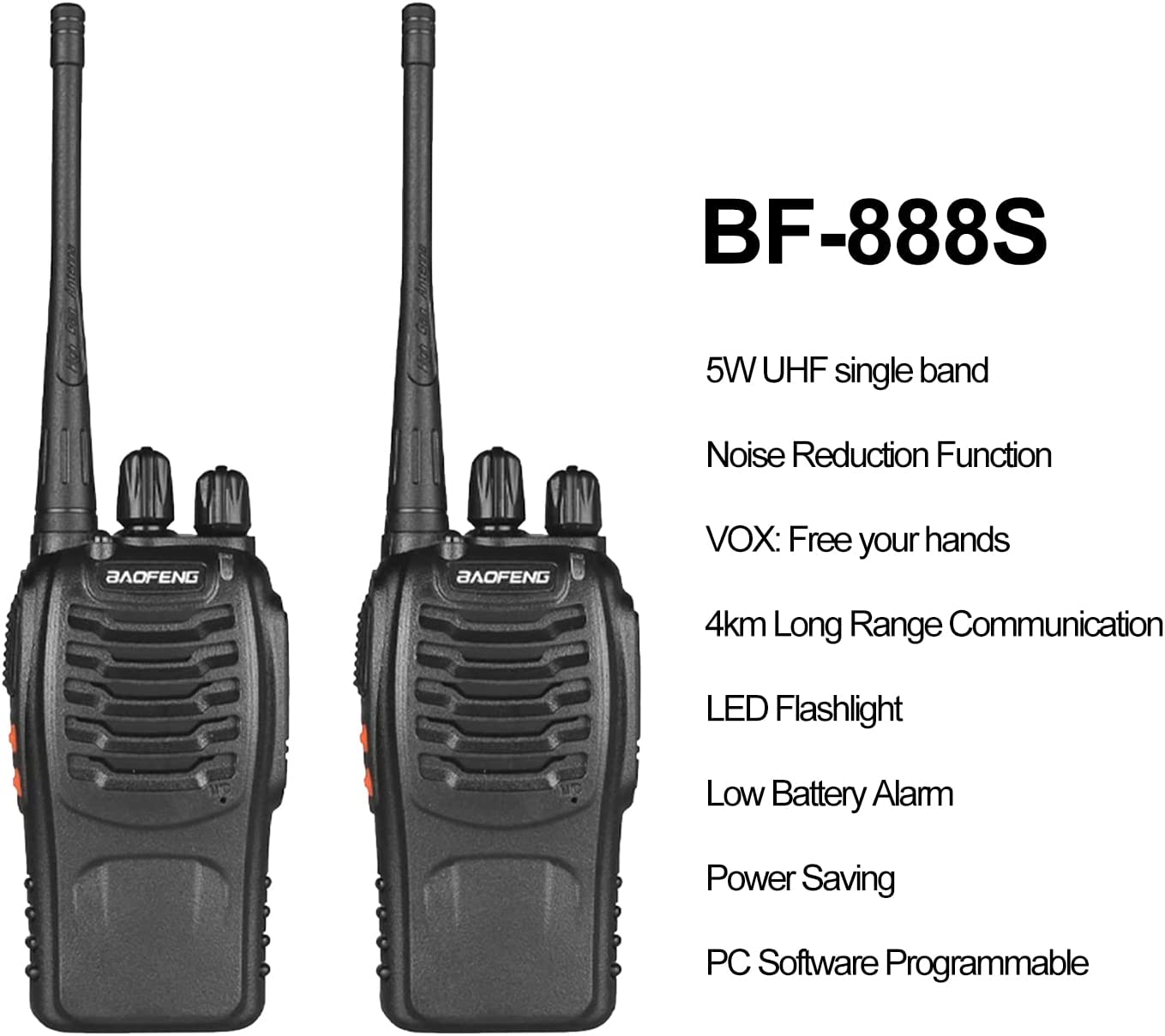 2pcs BAOFENG BF-888S UHF 400-480MHz Amateur Radio Walkie Talkies, 2-Way Handheld Two-Way Radios with, Portable FM/PM Transmission for Adults, Hiking, Camping, Emergency Radio, Boat Radio, Handheld Radio Pouch