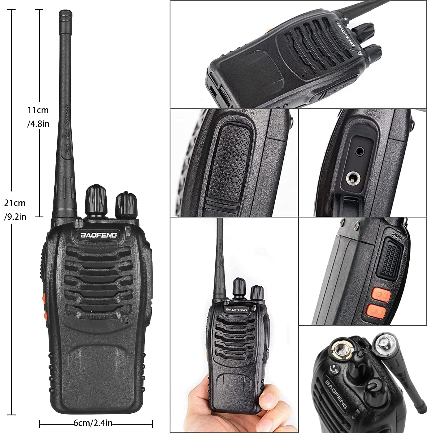 2pcs BAOFENG BF-888S UHF 400-480MHz Amateur Radio Walkie Talkies, 2-Way Handheld Two-Way Radios with, Portable FM/PM Transmission for Adults, Hiking, Camping, Emergency Radio, Boat Radio, Handheld Radio Pouch