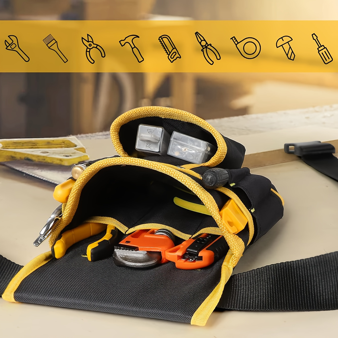 1pc Tool Belt, Magnetic Tool Bag, with 26 Straps for Men's Pocket Tool Belt Heavy Duty Tool Bag, Carpenter, Electrician, Carpenter, Construction, Dad Gift Removable Tool Bag