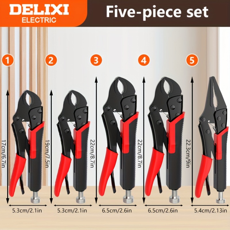 ELECTRIC 5 Types Of Heavy-duty Yard Firm Pliers, 7in, 9in, 10in Round-nose And Straight-nose. Made Of Industrial-grade Chromium-vanadium Steel, Featuring Industrial-grade Manual Locking, Multi-functional Clamps Suitable for Mechanical Maintenance, DIY Projects, Metal Fabrication, Heavyduty Design, Industrialgrade Pliers, Durable Construction, Robust Build, Hand Tool Pliers, Roundnose Pliers, Engineers, Fabrication Workers, Wire Cutter Heavy Duty, C Clamp Heavy Duty, Plier Heavy Duty