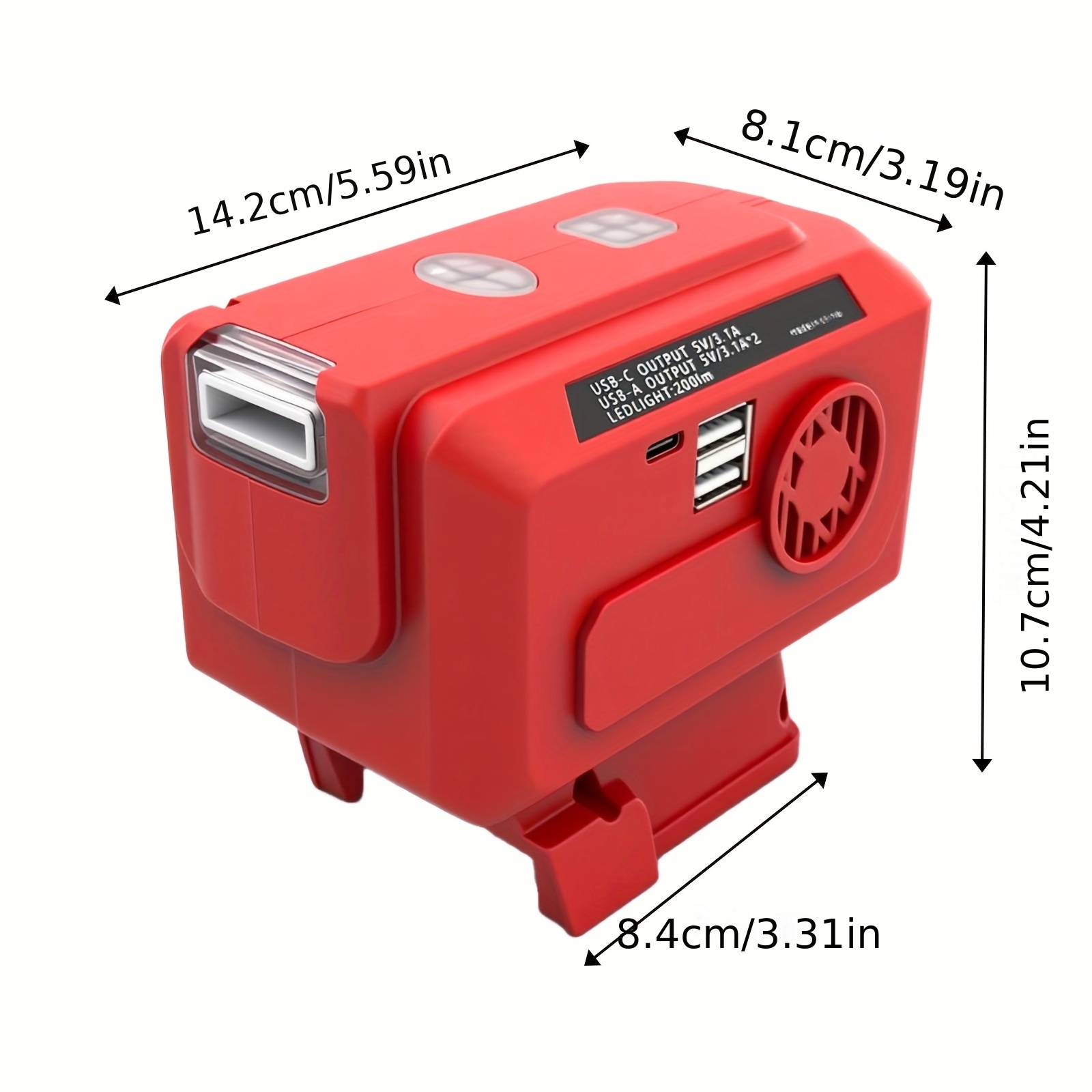 200W Portable Power Inverter 12V/24V/18-21V Battery to 230V AC with Dual USB & Type-C Outlets, 200LM Emergency Flashlight, Compact Car Adapter for Camping, RV, Backup Power - Compatible with (No Inverter Dock Needed)