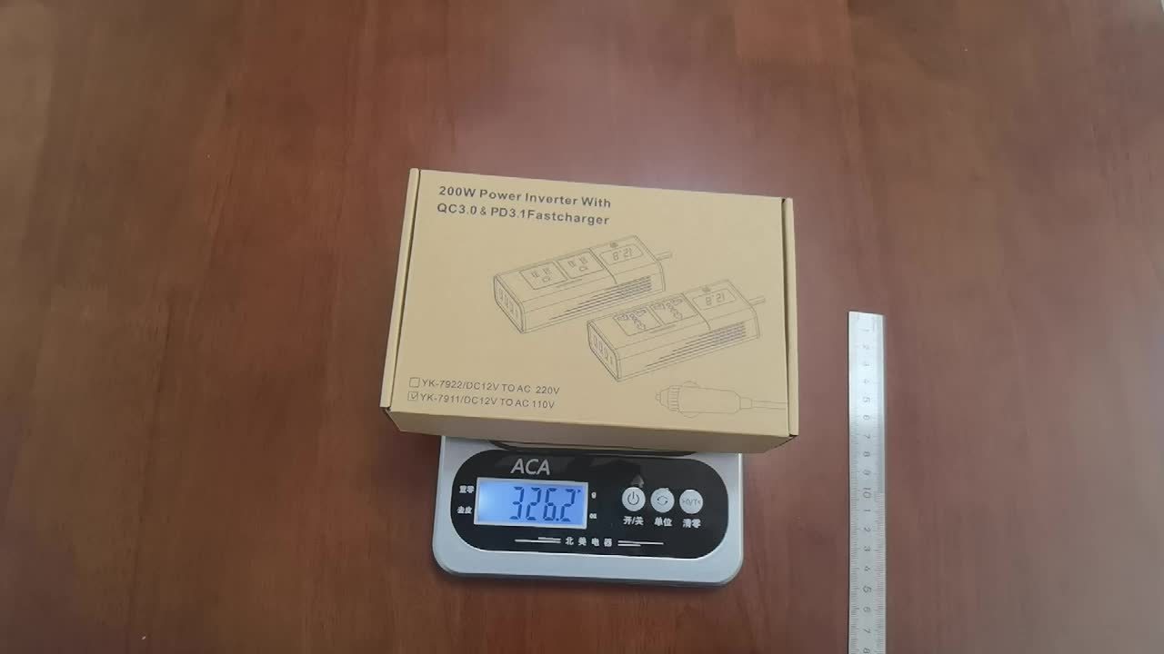 1pc 200W Car Power Inverter/Plug Adapter Outlet Charger DC 12V To 110V Inverter With Yard Firm 1.2A&2.4A USB, 1 QC3.0 USB And 1 Type C Ports - Image 7