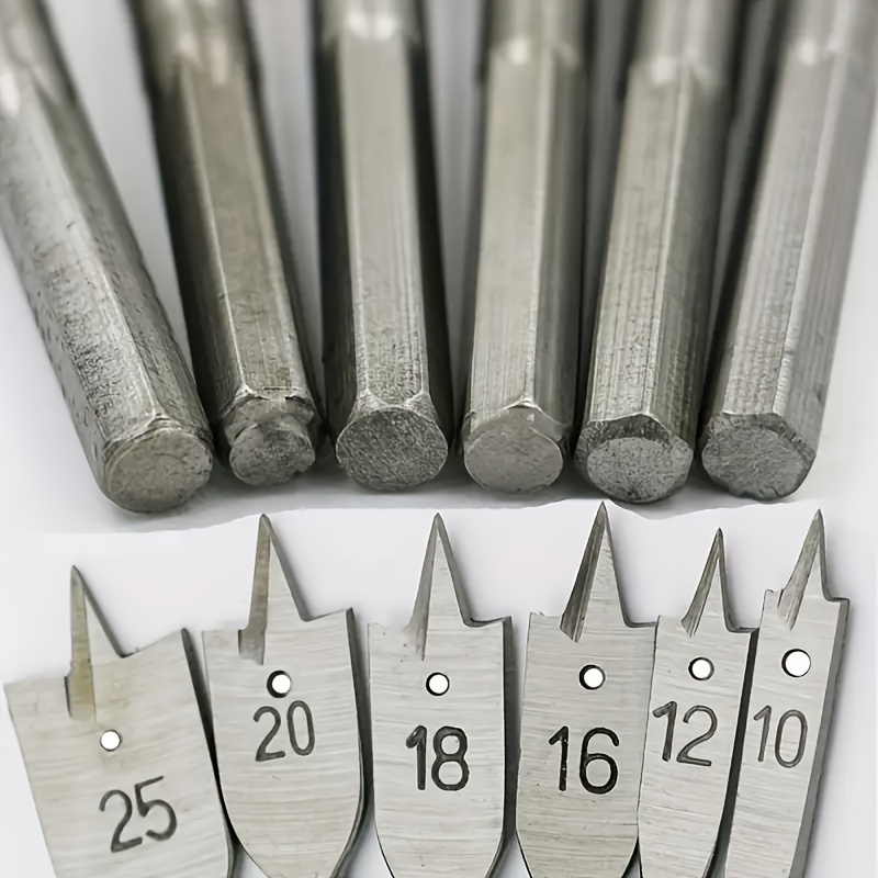 6pcs Triple Point Woodworking Flat Drill Woodworking Drill Bit, Hex Handle Hole Opener Set, Flat Drill Bit Wood Panel Punch, Gift For Boyfriend, Gift For Family