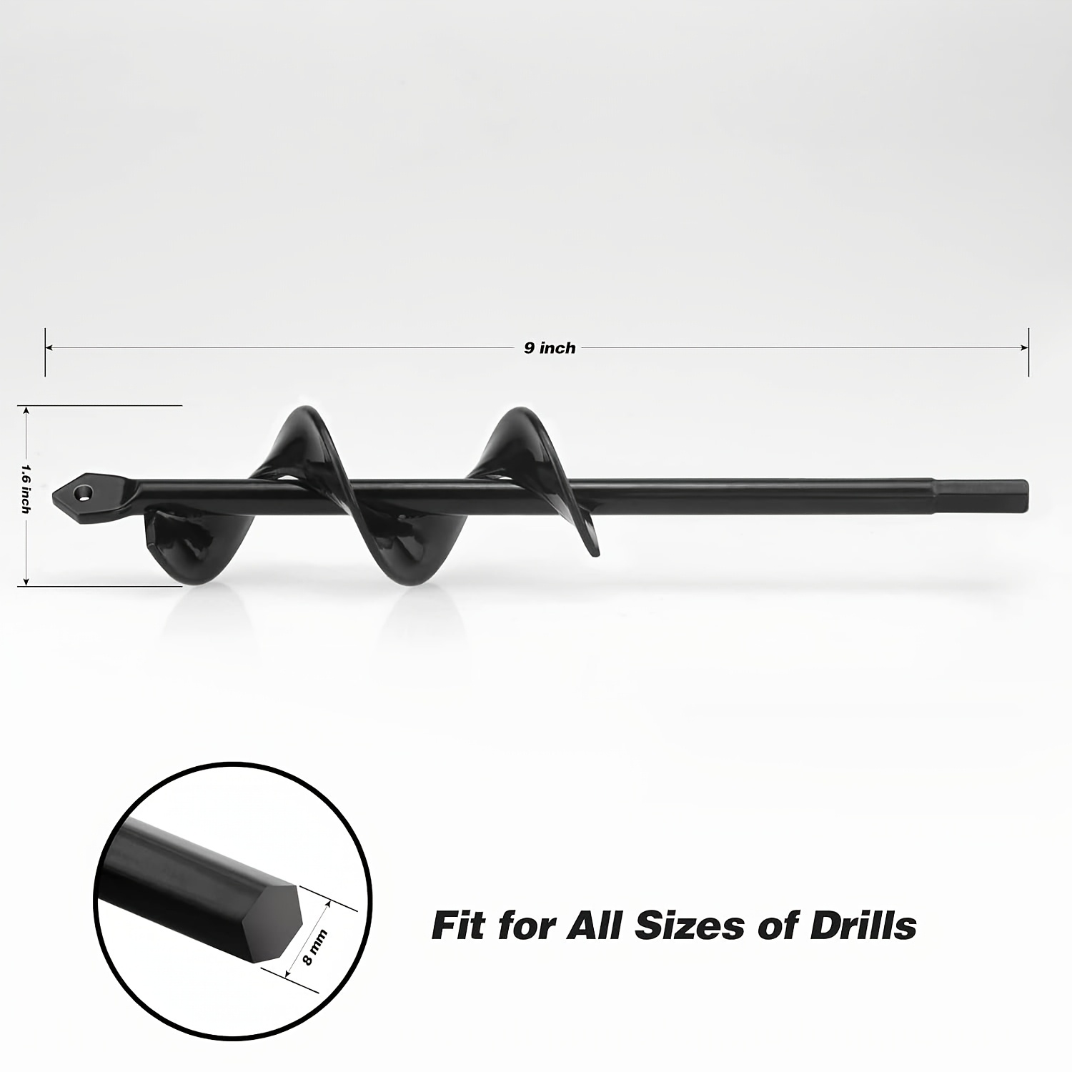 1pc Heavy-Duty Garden Auger Drill Bit with Spiral Flute Design & 3/8