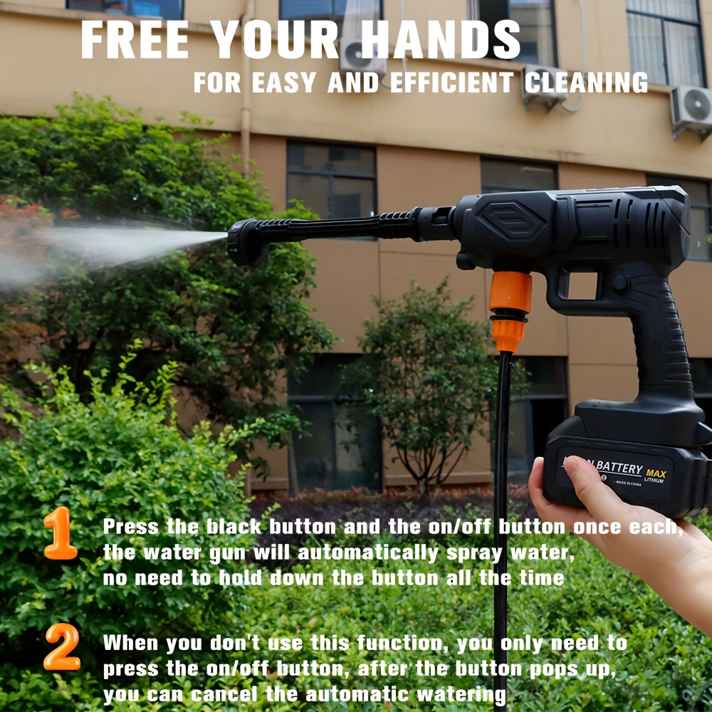 Cordless Pressure Washer, Car Washer - Portable, Rechargeable Electric Cleaning Tool With 4000 PSI Water Gun, Foam Cannon, 2 Rechargeable Batteries, Fast Charger For Easy Car Floor Washing, Exterior Cleaning, And Home And Garden Watering