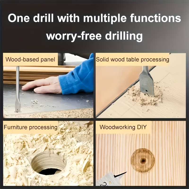 6pcs Triple Point Woodworking Flat Drill Woodworking Drill Bit, Hex Handle Hole Opener Set, Flat Drill Bit Wood Panel Punch, Gift For Boyfriend, Gift For Family