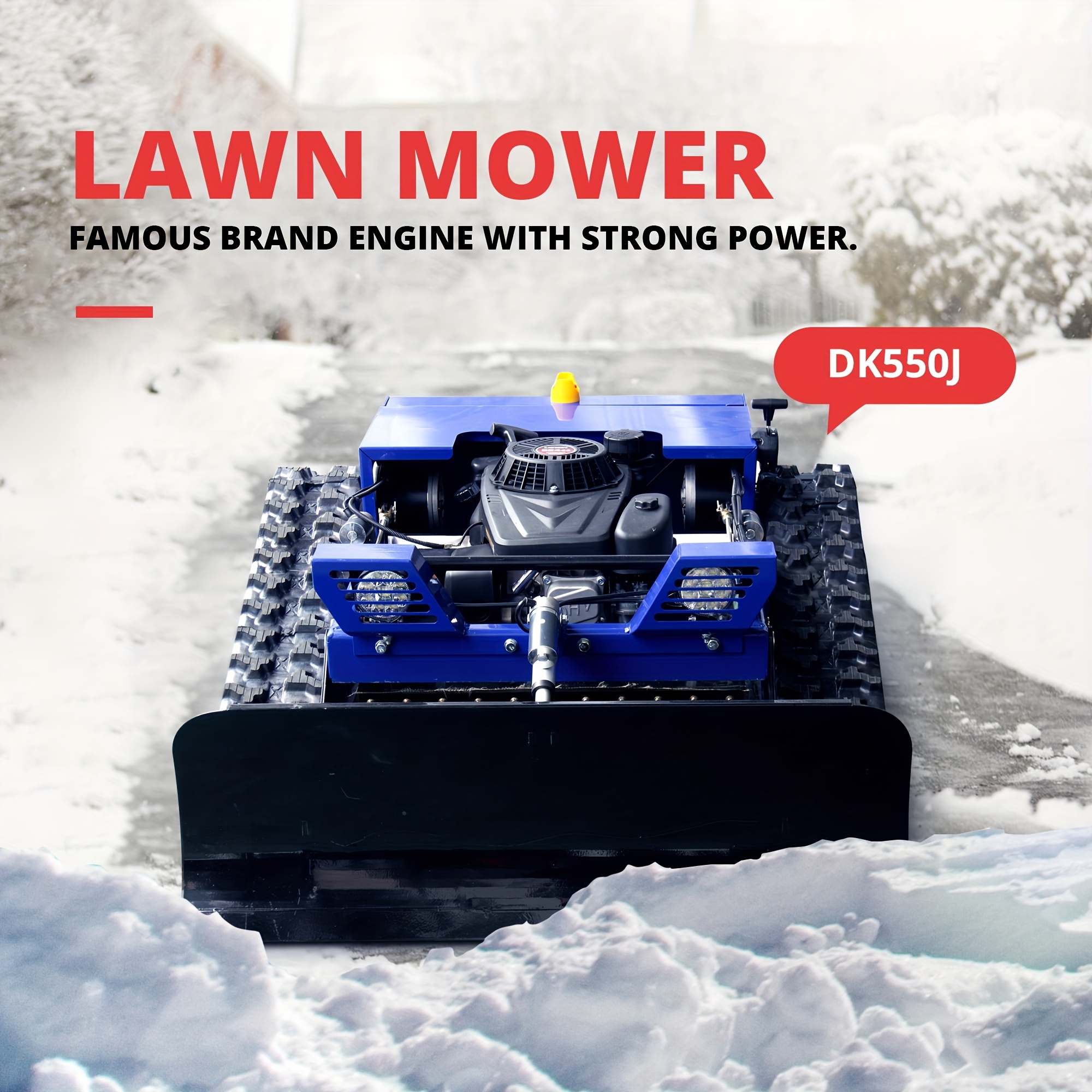 Remote Control Lawn Mower with Snow Plow Attachment - Zero-Turn 50° Slope, Night Lighting, 2 Spare Blade Sets, Gas-Powered Cordless-Like Operation (Battery-Powered Compatible, Batteries Not Included) - All-Terrain Tires & Easy-Start System for Efficient Lawn Care & Snow Removal - Ideal for Residential/Commercial Use, Remote Lawn Mower, Robotic Lawn Mower, Remote Control Lawn Mower, Robotic Mower, Remote Mower, Robot Lawn Mower, Lawnmower Robot, Rc Lawnmower, Robot Lawnmower, Cordless
