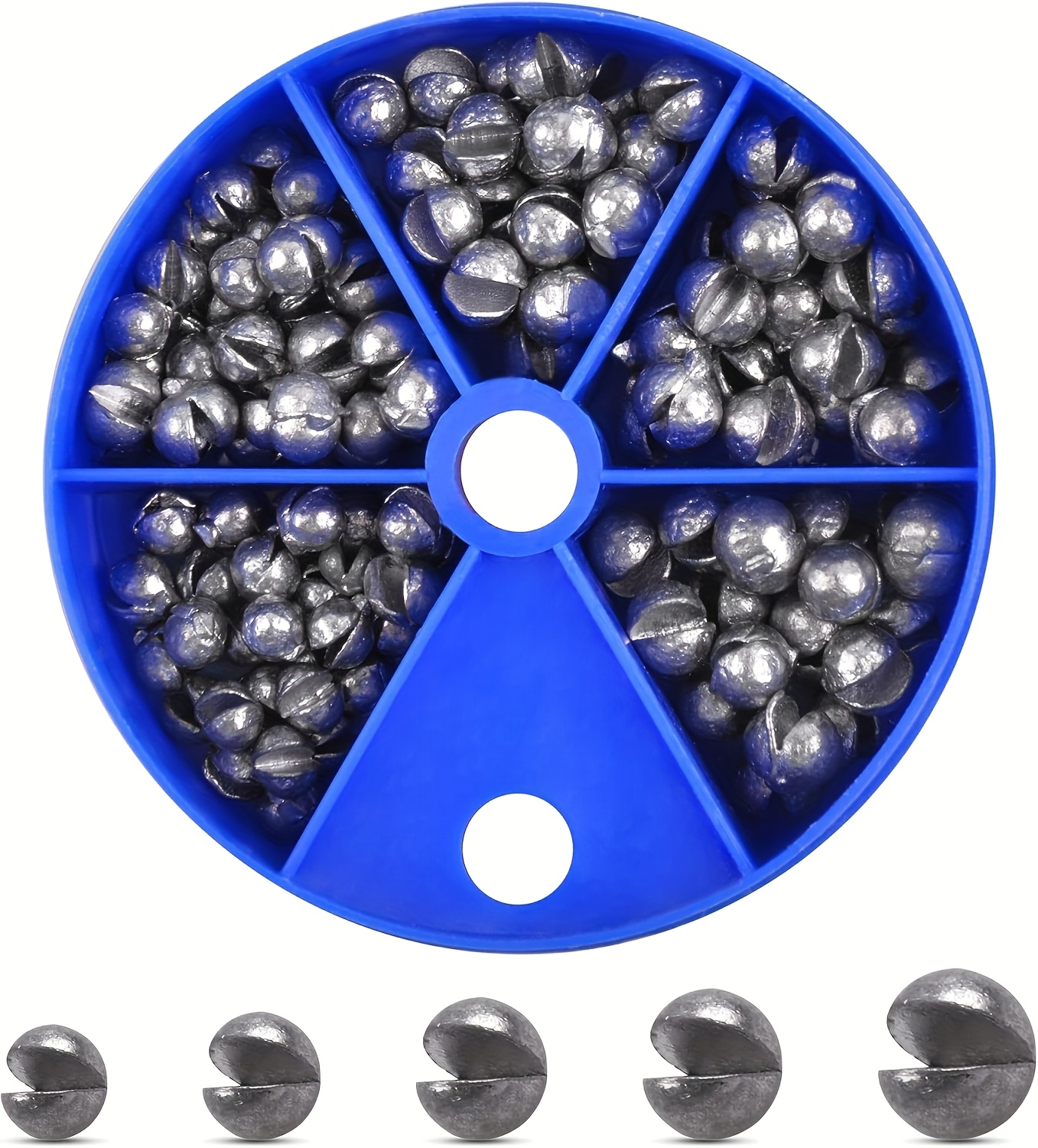 210pcs Fishing Sinker Weights Set - Round Split Shot Lead Weights in 5 Sizes, Removable Fishing Weights for Anglers, Ideal for Dragon Boat & Mid-Autumn Festival Fishing