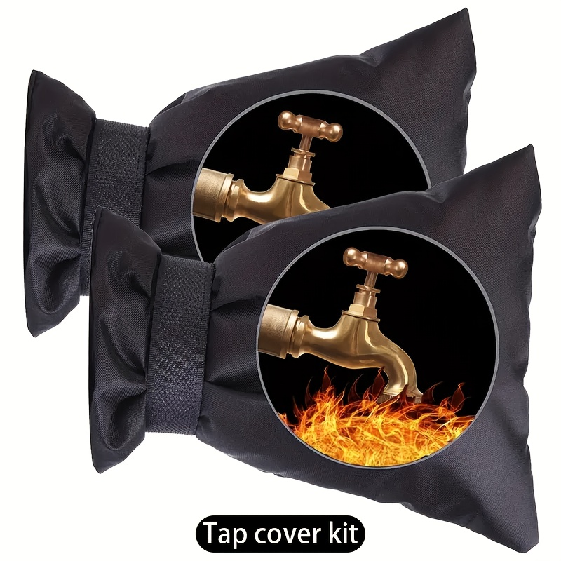 [2pcs Heavy-Duty Faucet Cover] 2pcs Heavy-Duty Outdoor Faucet Cover for Winter Freeze Protection | Fit for US/EU Faucets, Easy Installation & Removal, for Yard Firm Garden, Patio, Lawn- Garden Hose Storage, outdoor tap, outdoor tap kit, outdoor tap cover, Black