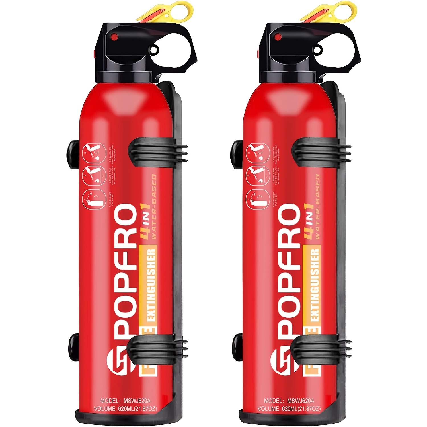 Portable Fire Extinguisher 4-in-1 Multi-Class (A//C/F) - Yard Firm Heavy-Duty Compact Firefighter for Home, Car, Kitchen & Garage - Non-Toxic & Pets, Easy-Clean Agent, Wall-Mountable with CE/EN-1869 (No Water Storage