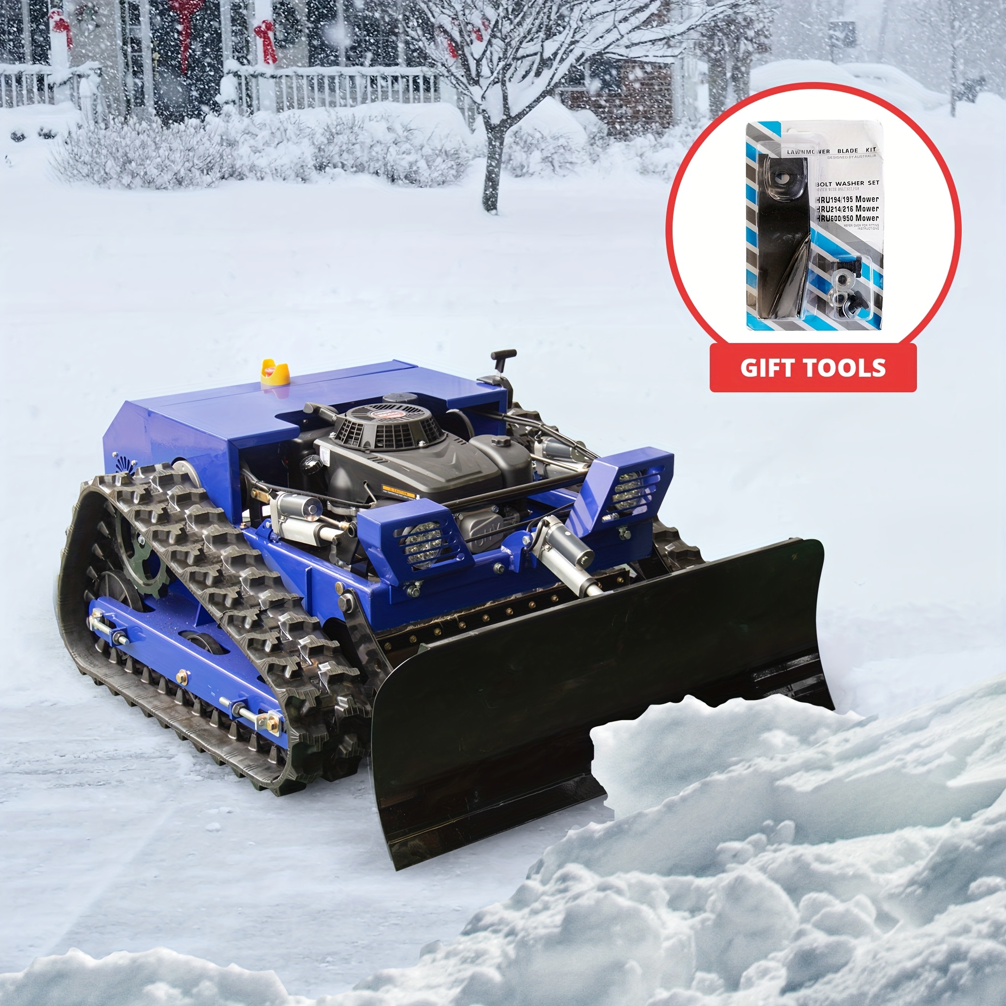 Remote Control Lawn Mower with Snow Plow Attachment - Yard Firm Zero-Turn 50° Slope, Night Lighting, 2 Spare Blade Sets, Gas-Powered Cordless-Like Operation (Battery-Powered Compatible, Batteries Not Included) - All-Terrain Tires & Easy-Start System for Efficient Lawn Care & Snow Removal - Ideal for Residential/Commercial Use, Remote Lawn Mower, Robotic Lawn Mower, Remote Control Lawn Mower, Robotic Mower, Remote Mower, Robot Lawn Mower, Lawnmower Robot, Rc Lawnmower, Robot Lawnmower, Cordless