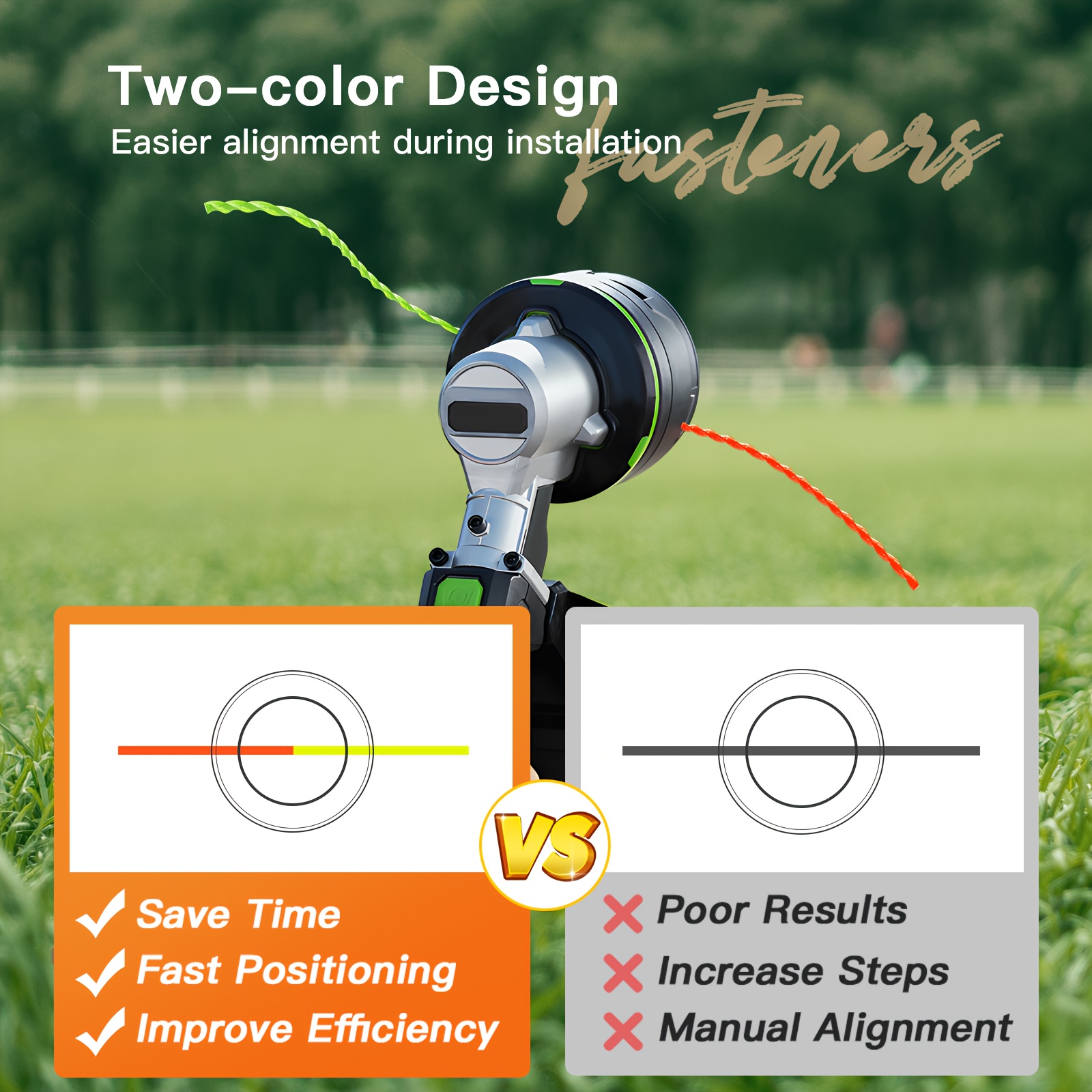 AL2420PD 0.095' Replacement Twisted Trimmer Lines Compatible with All Yard Firm 15-Inch String Trimmers, 224ft Dual Color Pre-Cut Heavy Duty Weed Wacker String for EGO Line Trimmers, Lawn Maintenance, Outdoor Trimming, Heavyduty Line, Reinforced Design - Image 9