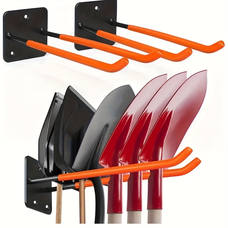 1pc Heavy-Duty Metal Wall-Mounted Garage Storage Hook Organizer for Gardening Tools - Industrial Style Powder-Coated Space-Saving Hooks for Shovels, Rakes, Yard Tools - Garage & Outdoor Organization Supplies, Wallmounted Tool Rack, Durable Tool Holder, Sturdy Construction