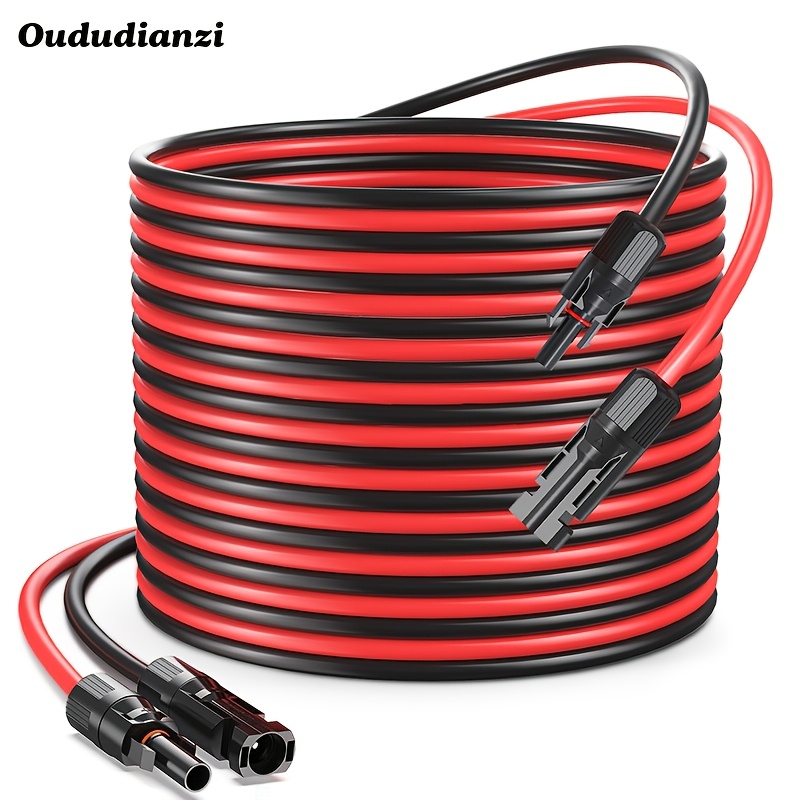 [Durable Solar Panel Cable] Oududianzi 40ft 10AWG Solar Panel Extension Cable - Durable, UV-Resistant, Yard Firm Anti-Corrosion, Lockable Connectors (Red + Black), Flexible Design with Tinned Copper Core for Solar & Wind Power Generation, SAE Automotive & Outdoor Adventure Adapter, Solar Panel Accessories, Robust Cable Design