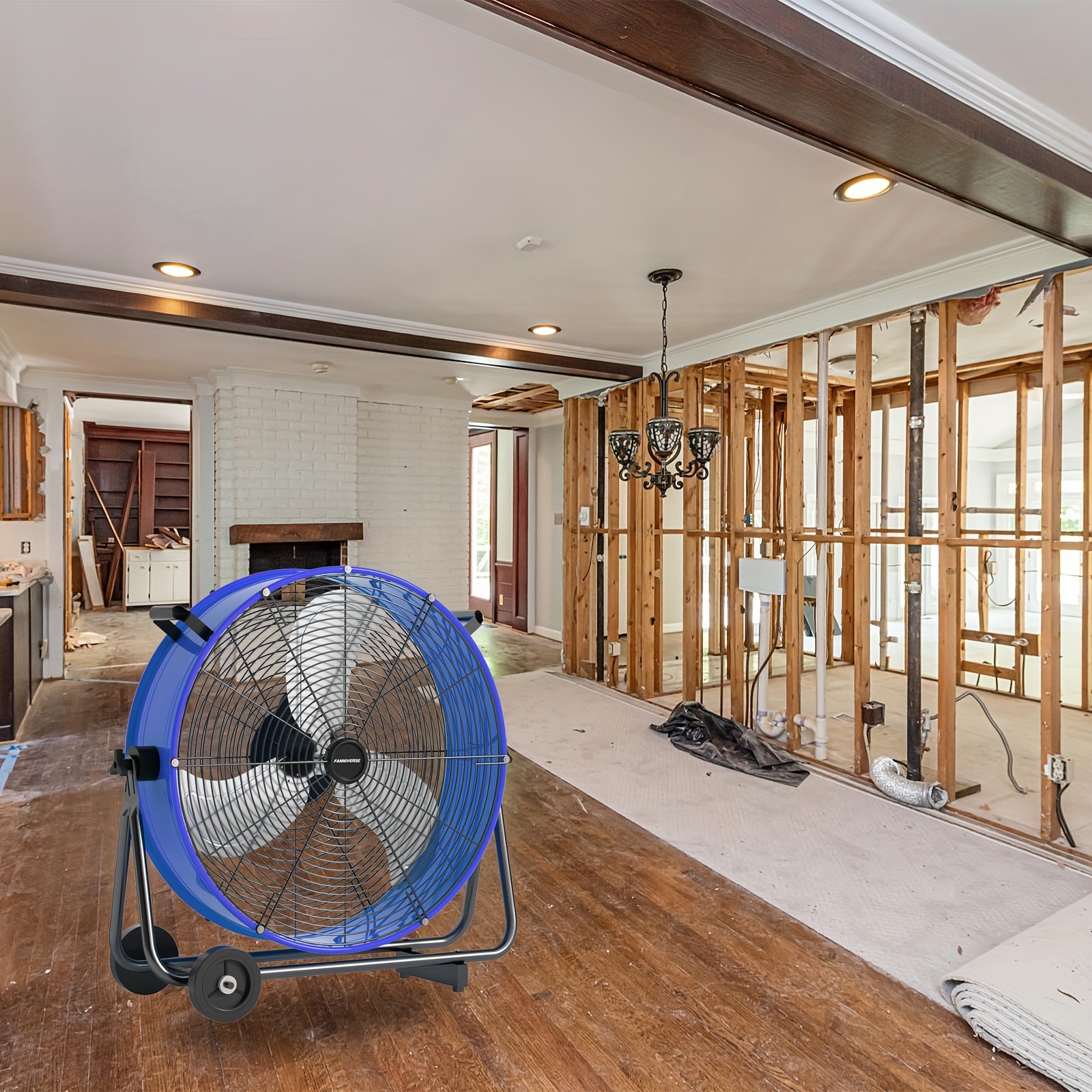 18/24 Inch Floor Fan Pro Regenerative Blowers - Industrial Floor Fan with Handle Caster Ideal for Home Improvemen, High Velocity Metal Drum Fan Commercial, Residential, Warehouse, Covered Patio, Shop, Garage, Barn, 3 Speed 88000 CFM UL Safety Listed