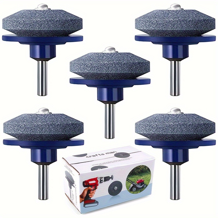 5pcs Lawn Mower Blade Sharpener, Lawn Mower Sharpener For Power Drill Hand, Lawn Mower Blade Sharpener With Steel Backing, Universal Rotary Lawn Mower Blade Sharpener