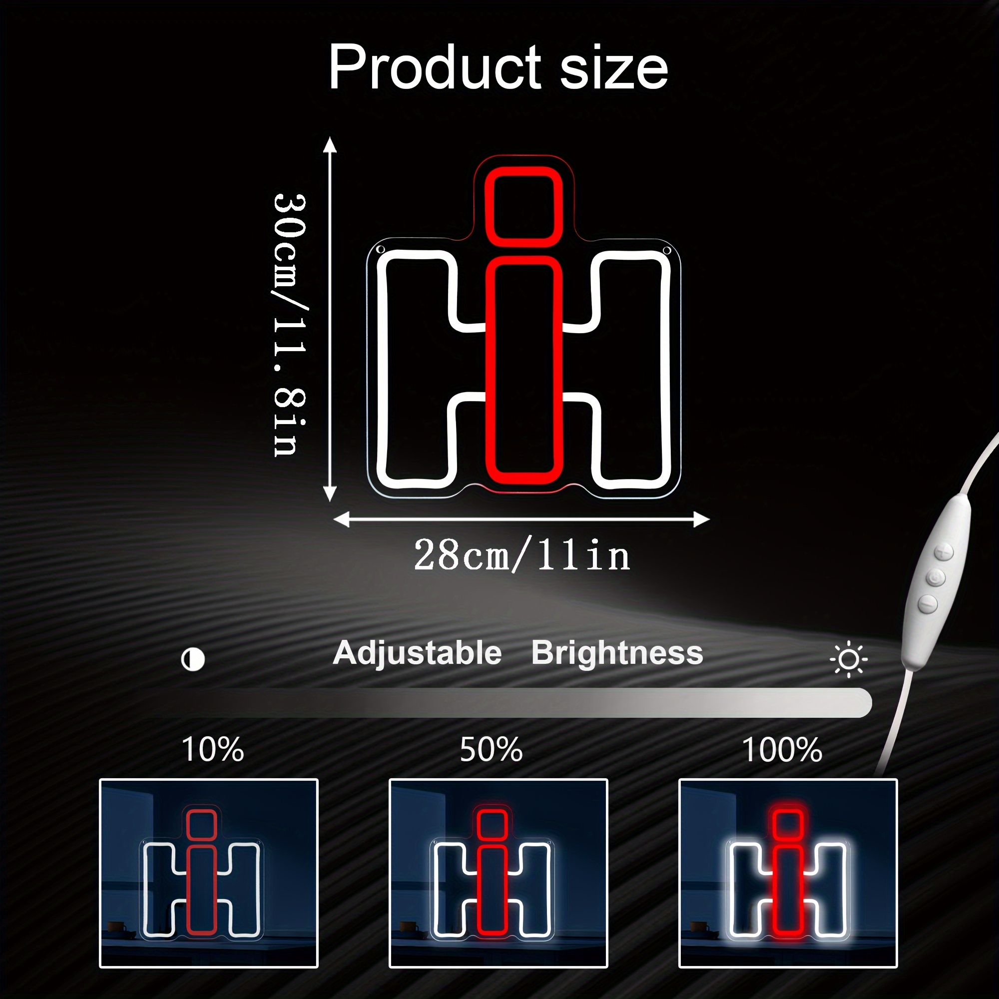 1pc Dimmable Neon Sign - USB Powered, Red & White Farmall Tractor Light, Ideal for Man Cave, Bar, Bedroom, Perfect Gift for Farmers