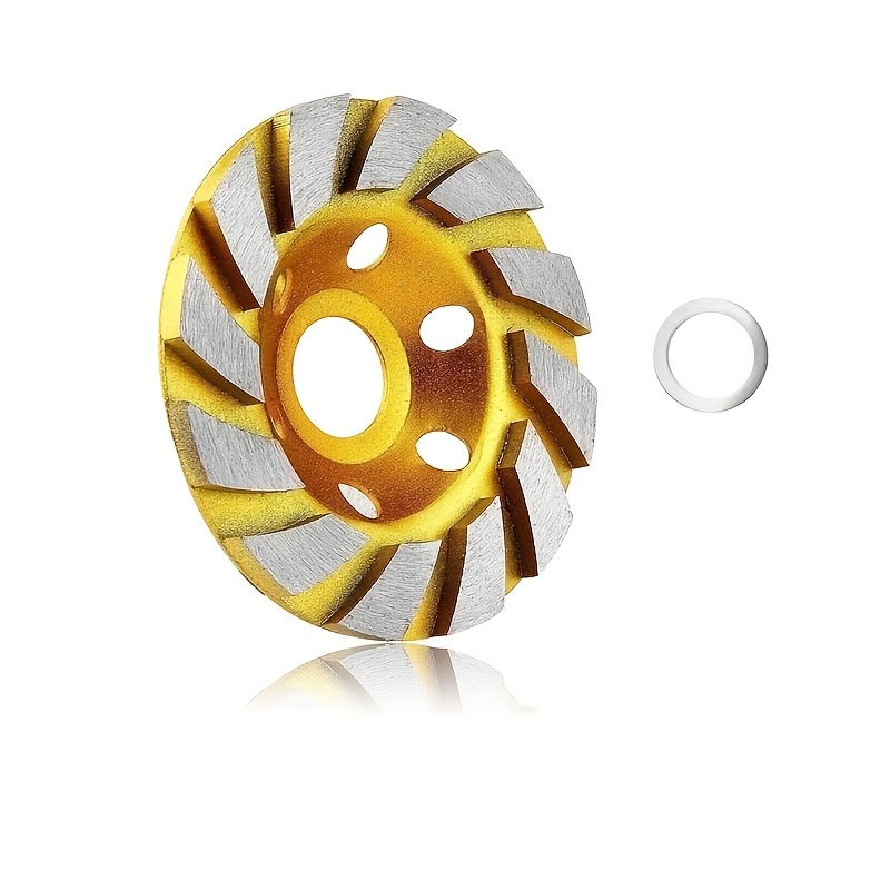 4-Inch Heavy Duty Diamond Grinding Cup Wheel - 12-Segment Turbo Disc for Concrete, Stone & Ceramic - No Assembly Required, Compatible with - Fast Surface Grinding for Construction, Renovation & DIY Projects, Grinder Power Tool, Concrete Grinding, Efficient Wheel, Goldcolored Metal Wheel, Construction Tools, Multisection Design, Highperformance Material, Stone Fabricators