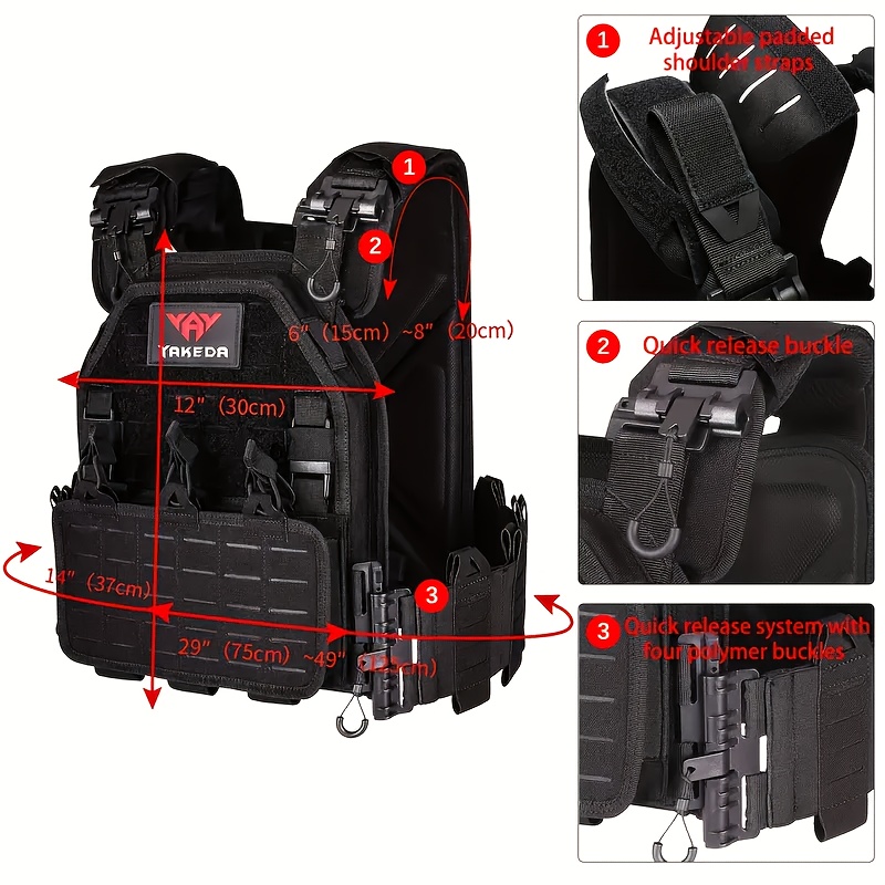 YAKEDA Adjustable Lightweight Tactical Vest With Quick-Release Buckle, Durable & Wear-Resistant For Outdoor, Hunting, Training