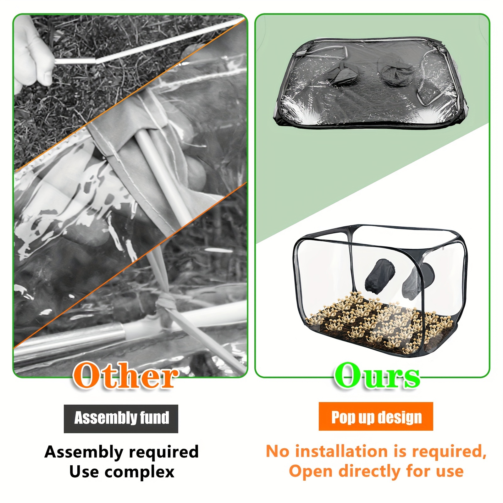 1pc PVC Mushroom Growing Still Air Box, Portable Foldable Pop Up Mushroom Grow Tent, Mushroom Growing Container