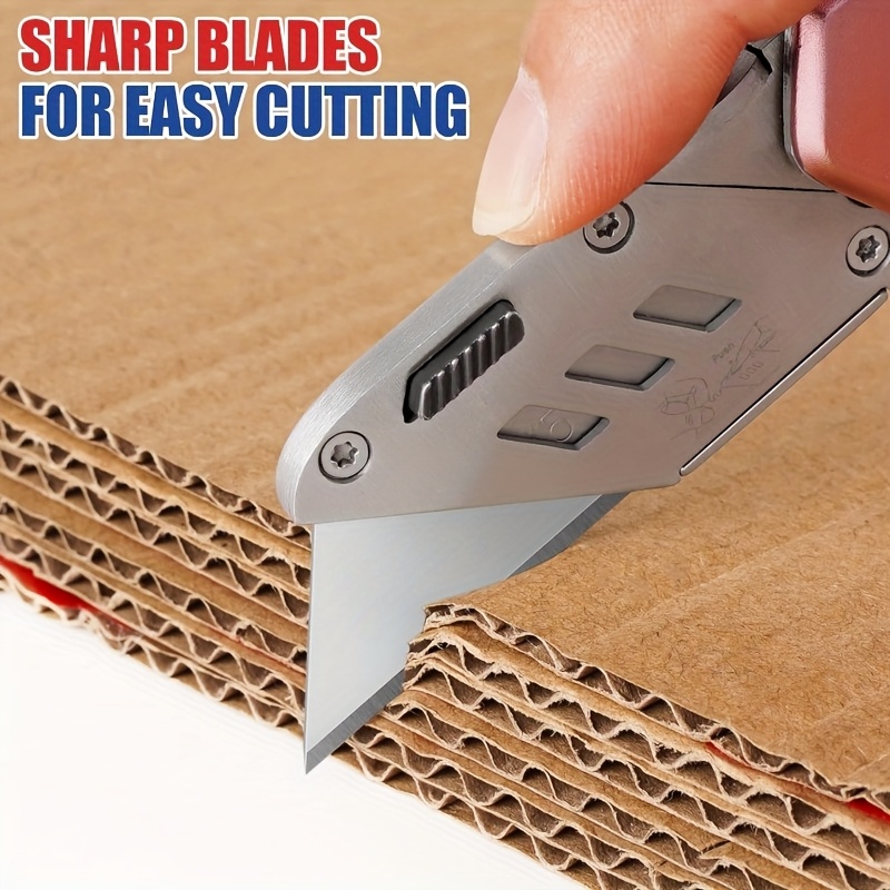 50/100/200/300pcs Utility Knife Blades - SK5 Steel Heavy Duty All-Purpose Blades with Ergonomic Handle, No-Tool Replacement for Box Cutting, Scraping Paint, Home, Office, Bathroom, Box Cutter for Cutting Boxes, Office Supplies, Sleek Metallic Finish, Durable Metal Blades