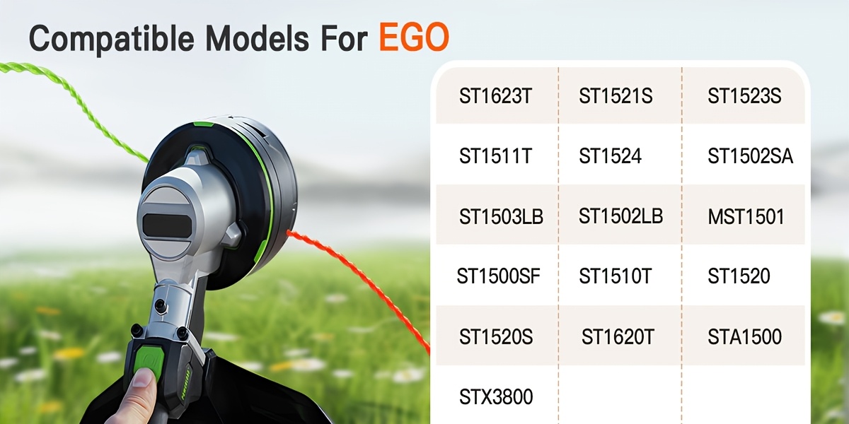 AL2420PD 0.095' Replacement Twisted Trimmer Lines Compatible with All EGO 15-Inch String Trimmers, 224ft Dual Color Pre-Cut Heavy Duty Weed Wacker String for EGO Line Trimmers, Lawn Maintenance, Outdoor Trimming, Heavyduty Line, Reinforced Design